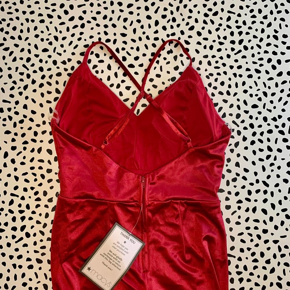 Teeze Me Jrs Satin Strappy Back Dress Scarlett | 7 - Picture 5 of 7